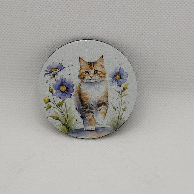 Chat - Chat avec fleur bleu