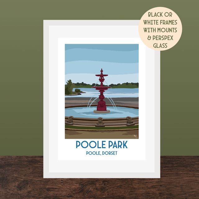 Poole Park, Travel Poster Print - Vintage Style Dorset Wall Art