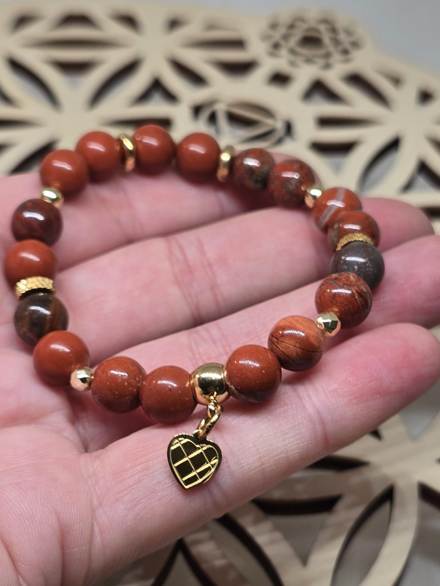 Bracelet Jaspe rouge 0,8 cm