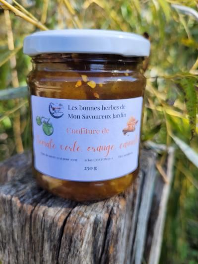 Confiture de tomate verte, orange, cannelle