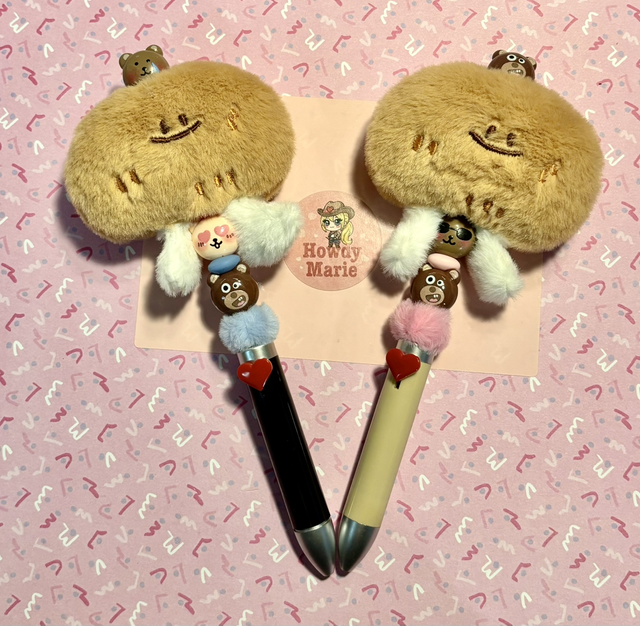 Crazy but Fun! Kawaii Potato character plush beaded pen 2 designs!