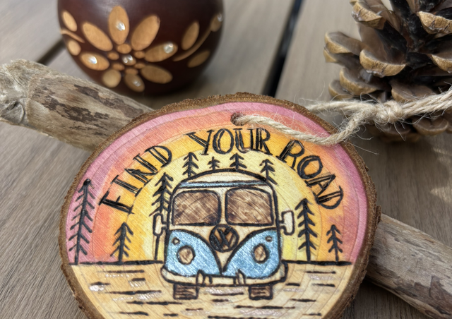 Boule de Noël en bois Vanlife 