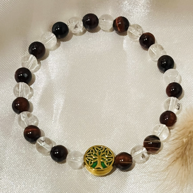 Pièce Unique - Harmonie - Œil de taureau et Cristal de Roche 