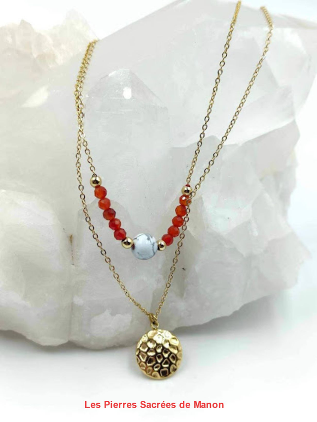 Collier Cornaline et Howlite