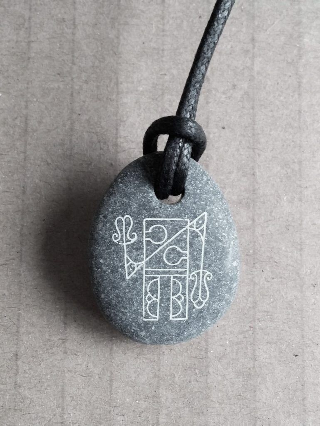 Pebble pendant  - Notched rectangle and z-rod