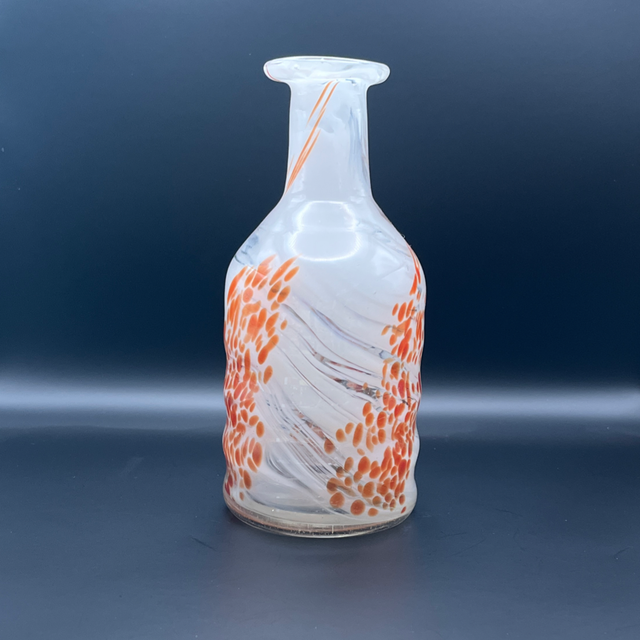 White &amp; Orange speckled ribbon Vase