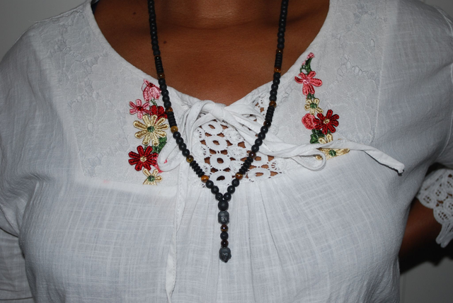 Collier pierre de lave et œil de tigre