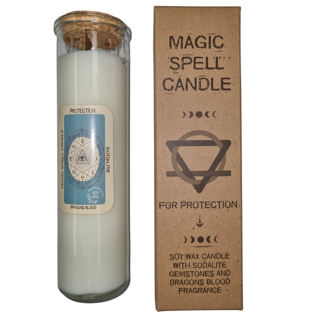 Bougie Magique - Protection - SODALITE et SANG DE DRAGONS 