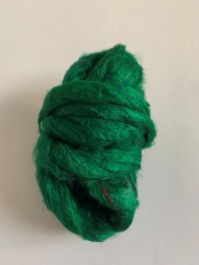 Sari Silk Roving, Rainforest, For Spinning, Felting and Paper Making, 20g