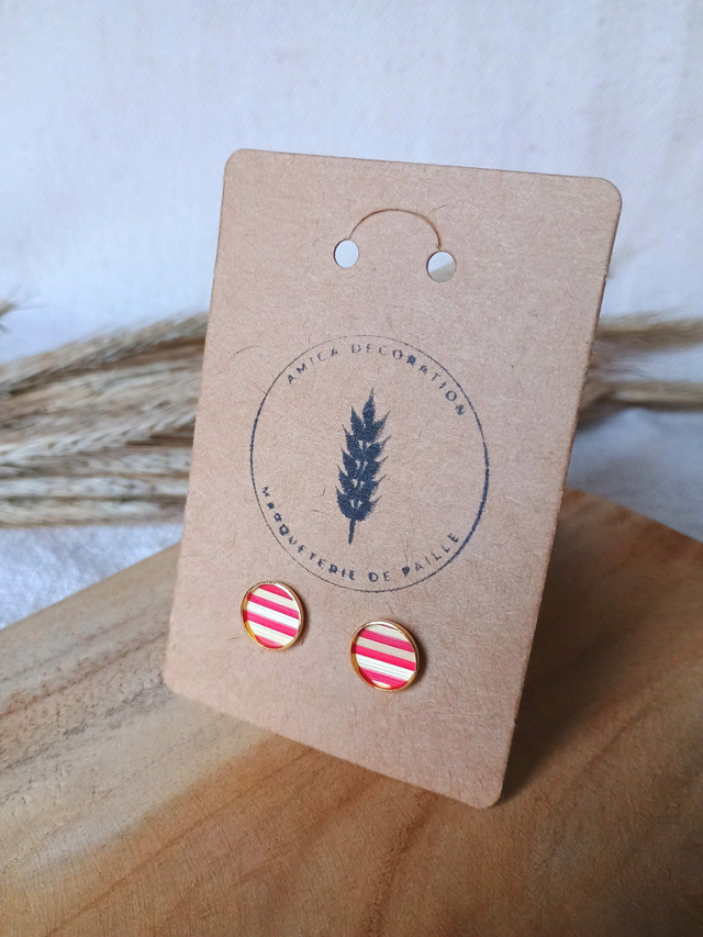 Boucles d'oreilles CLOUS Marinière Rouge