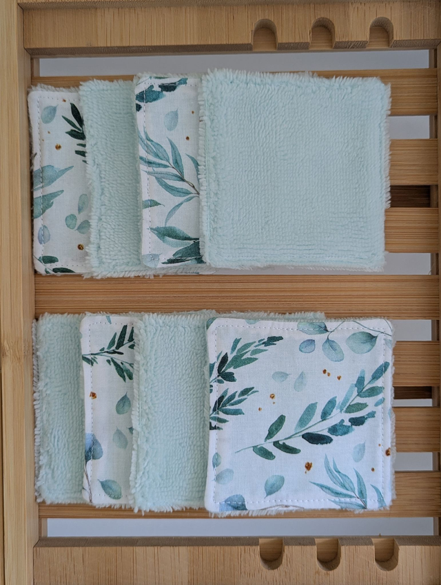 Ensemble de 8 carrés visage avec étui assorti - Aqua