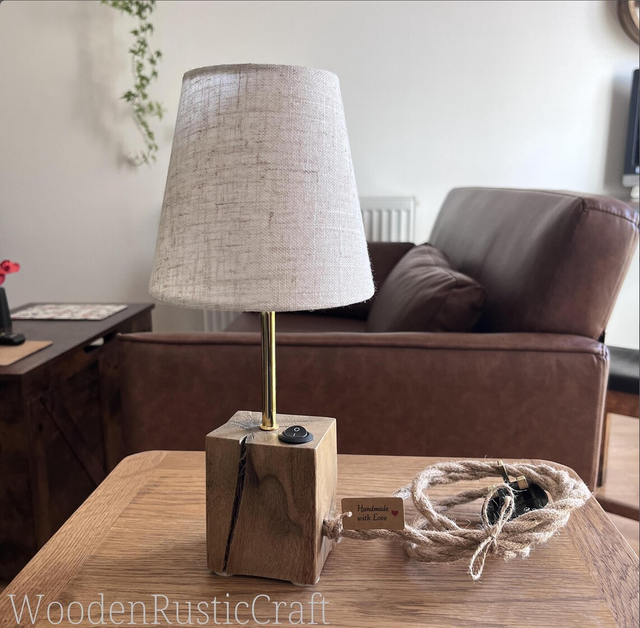 Spalted Turkish Oak Table Lamp with Linen Shade