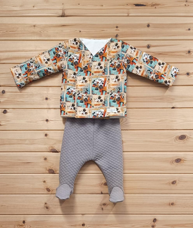 Conjunto de Bebé Acolchado de Manga Larga con polaina chocolate