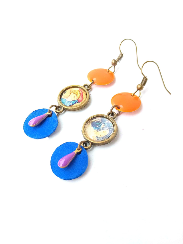 BO Médiévales Cabochon Portraits- CUIR et PAPIER RECYCLÉS - Pièces Artisanales et Uniques 