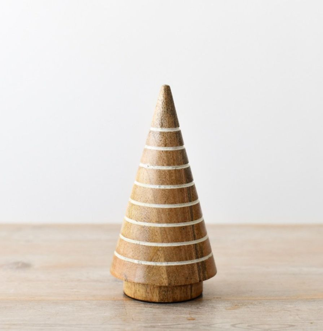 Mango Wood White Striped Tree 21cm