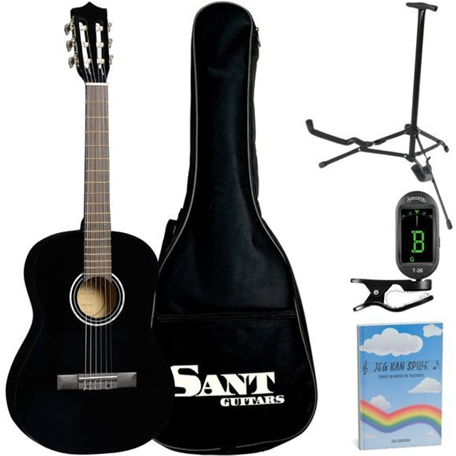 Sant CJ-36-BK spansk 3/4 børneguitar sort, pakkeløsning