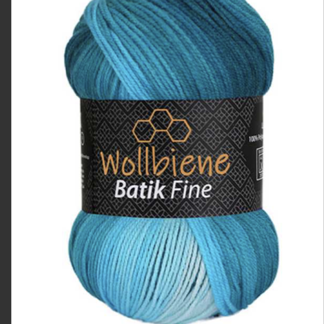 Wollbiene Batik Fine blanc turquoise pétrole fil 🧶 dégradée 100gr