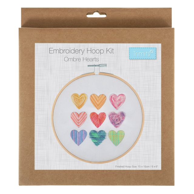 Hearts Embroidery Kit with Hoop