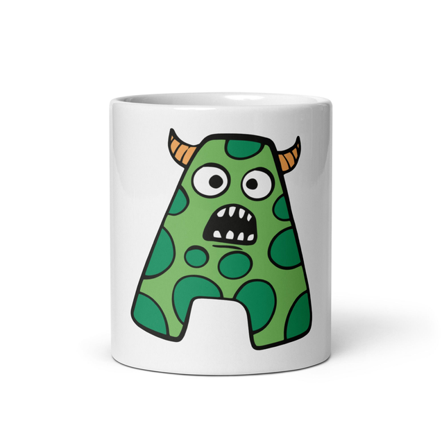 Tazza lucida bianca con lettera A