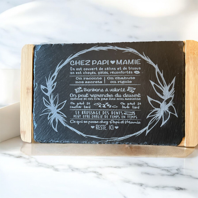 Planche a découper ardoise papi-mamie
