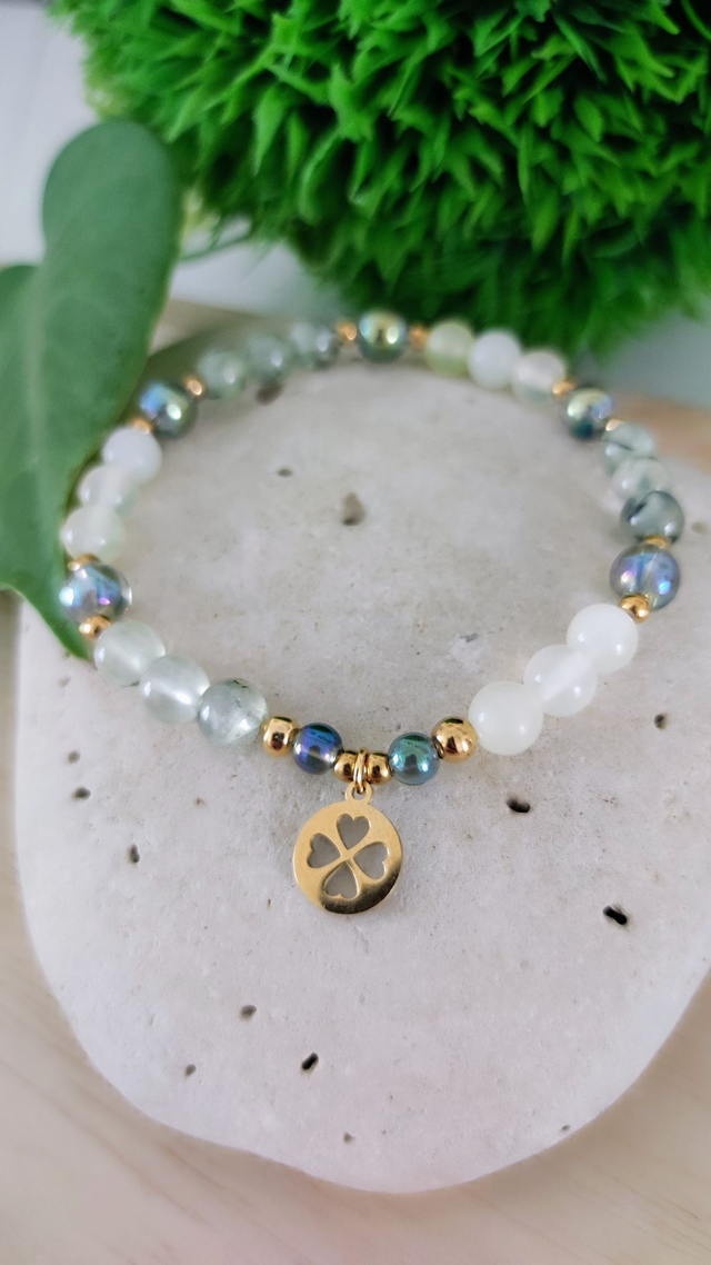 Bracelet "Paix mentale" Préhnite et Jade