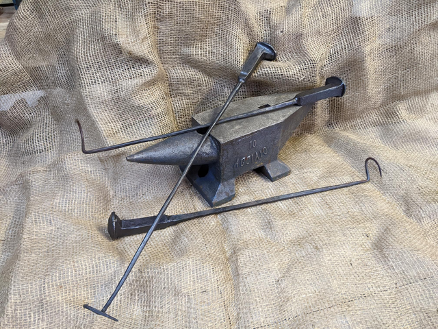 Hand forged Railroad spike BBQ steak flipper