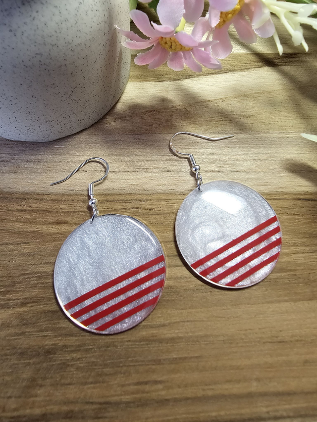 Boucles d&#039;oreilles 30mm Argent -&quot;Un Cœur à la Mer&quot; — L&#039;élégance au rythme des vagues-rayer rouge