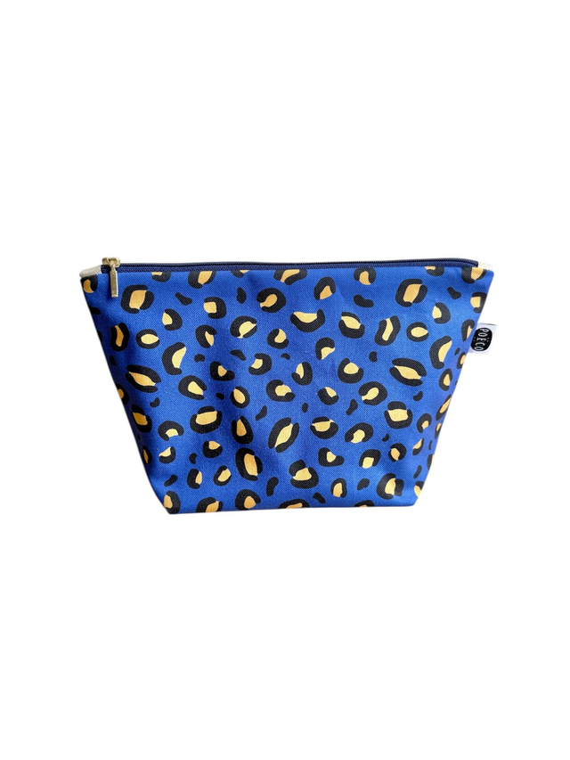 Trousse de toilette - tissu intérieur imperméable - LEOPARD bleu