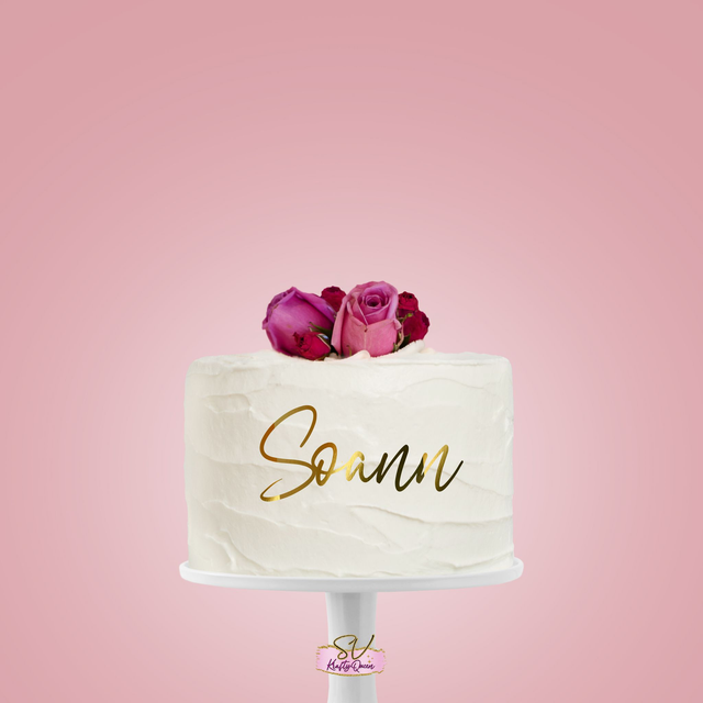 Face topper prénom personnalisé en papier cartonné miroir calligraphie signature