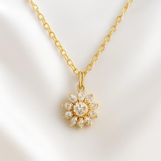 GOLD PLATED FLOWER NECKLACE 