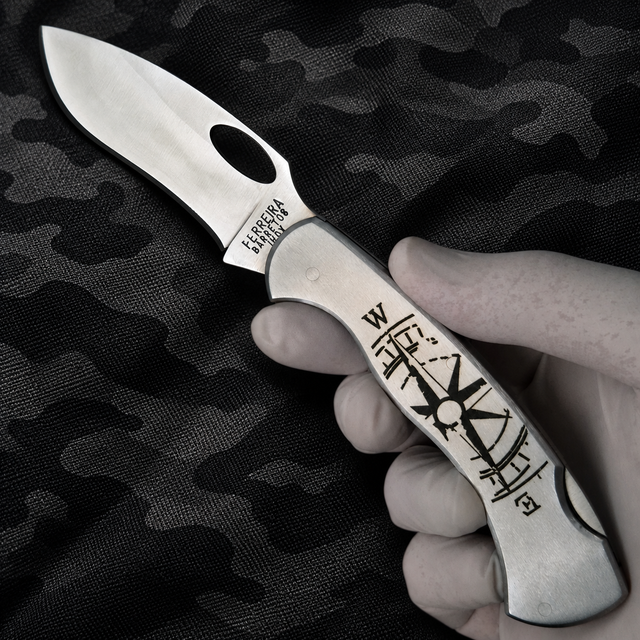 Canivete EDC Bruto Barretos Original 9cm Aço Inox 420 Rosa Dos Ventos