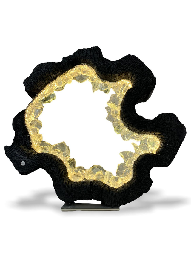 Anneaux Cristaux bois noir