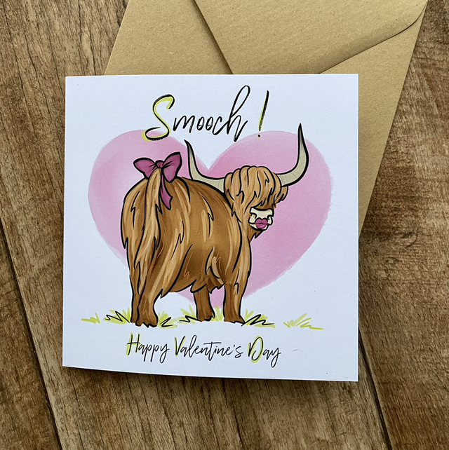 Smooch! Highland cow Valentine’s card