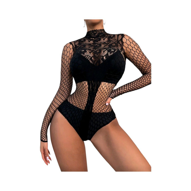 Body de Malla Lirio Negro Talla Única