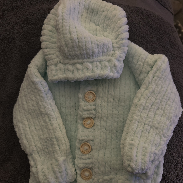 Mint soft touch hooded cardigan 6-12months 