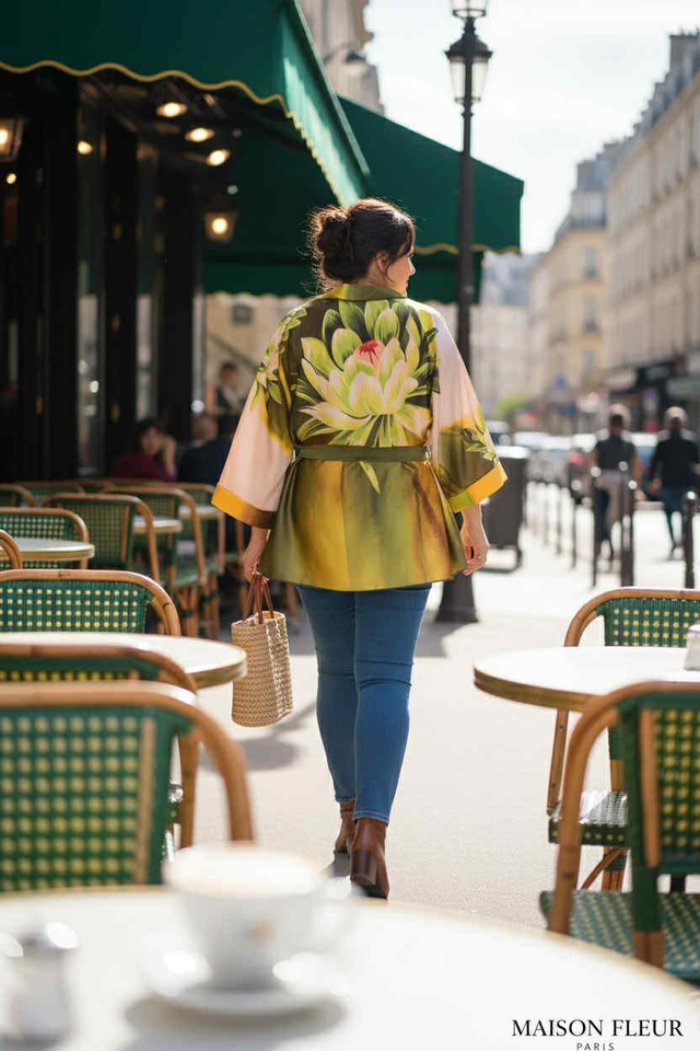 Kimono en soie - Jardin tropical