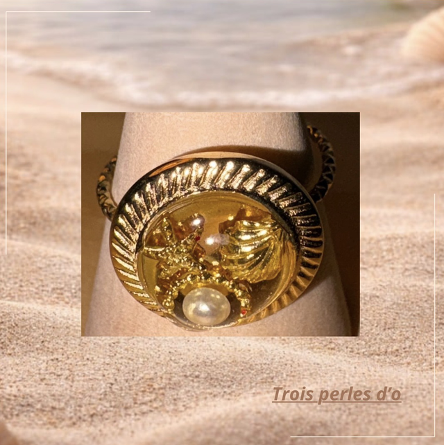 Bague cabochon résine fait main 