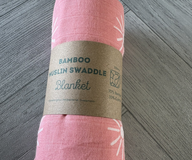 Pink & White Flowers Bamboo Muslin Swaddle Blanket 