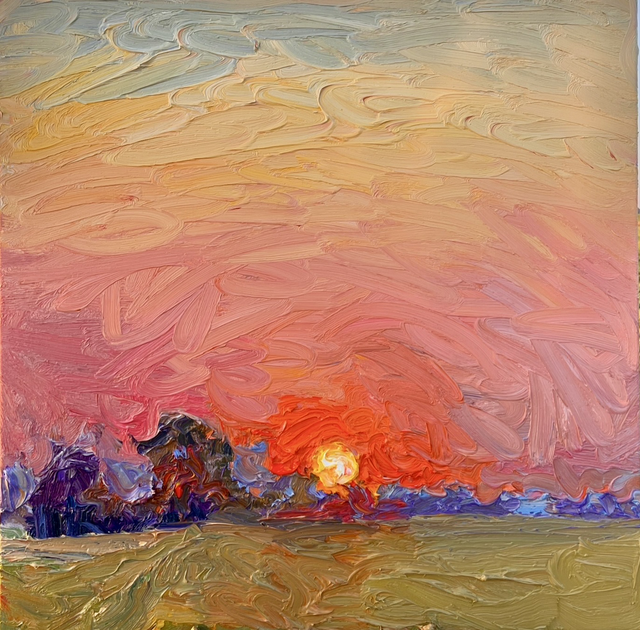 „Aufglühender Morgen“ Öl auf Leinwand 80 × 80 cm. 2024