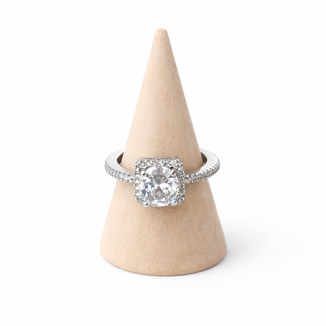 Anillo acero plateado brillos 