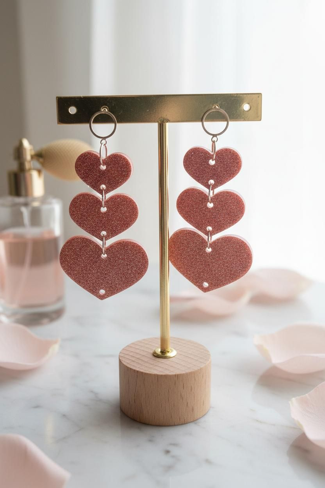 Boucles 3 cœurs - Collection Pivoine pétillante