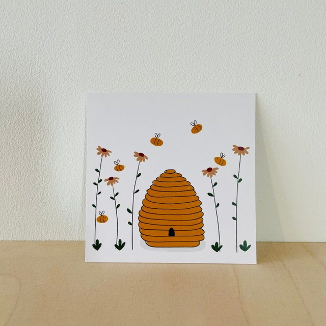 Kleine kaart bijenkorf, 10 x 10 cm