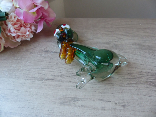 Sculpture Murano de Collection Adorable Chien Joueur en Verre, Figurine Chien en Verre Soufflé Presse Papier Décoration Maison, Art du Verre