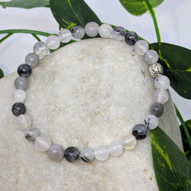 Bracelet &quot;Quartz-tourmaline&quot; 6mm BR-032