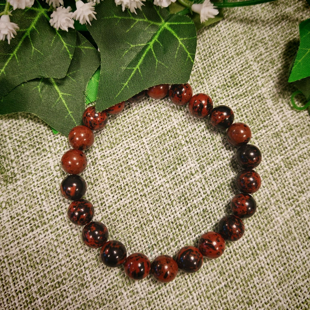 Bracelet 8mm obsidienne acajou