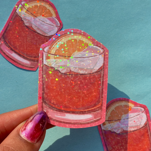 Negroni Cocktail Holographic Sticker