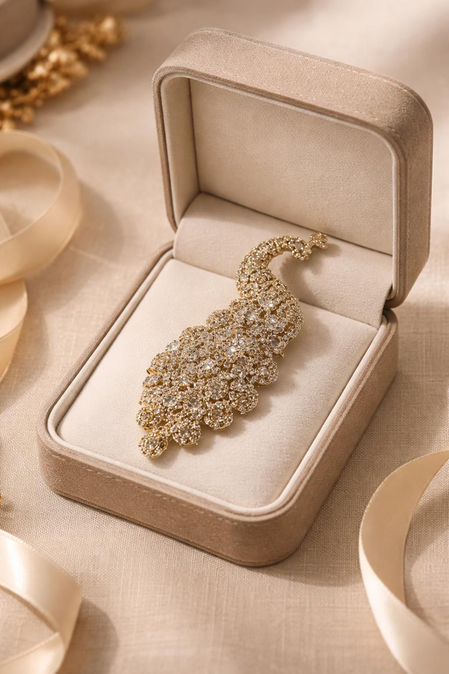 Broche paon - Collection Champagne