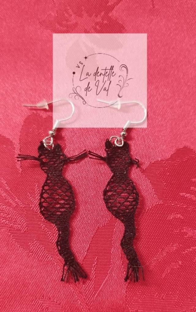 Boucles d'oreilles chat noir code 3