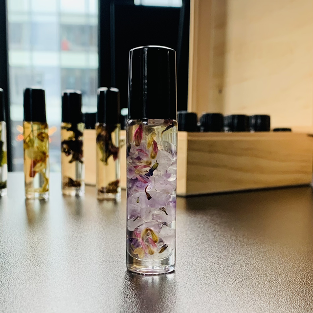 Lavender &amp; Lemongrass - Crystal Infused Pulse Point Rollerballs 10ml