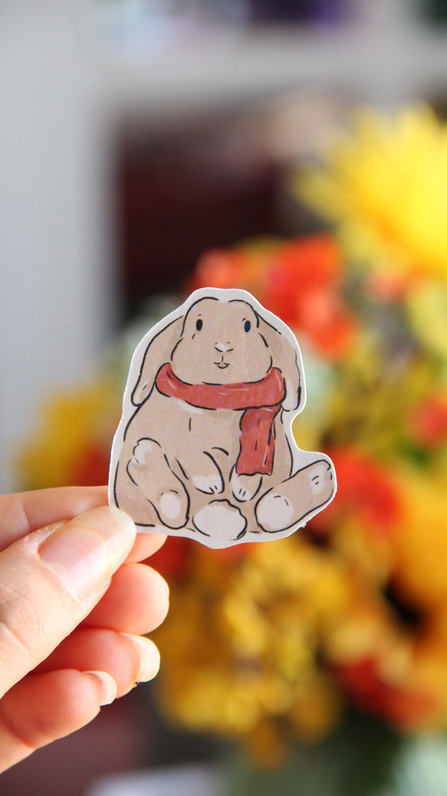 Sticker lapin et son écharpe 